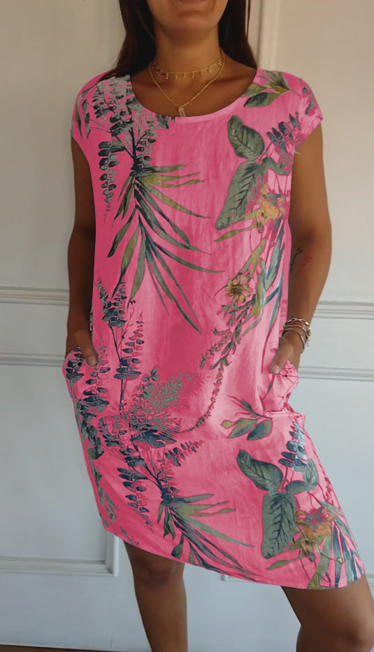 Emily | Women's Floral Print Casual T-Shirt Dress