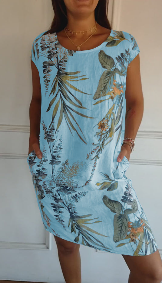 Emily | Women's Floral Print Casual T-Shirt Dress