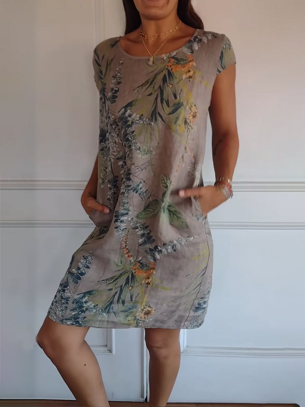 Emily | Women's Floral Print Casual T-Shirt Dress
