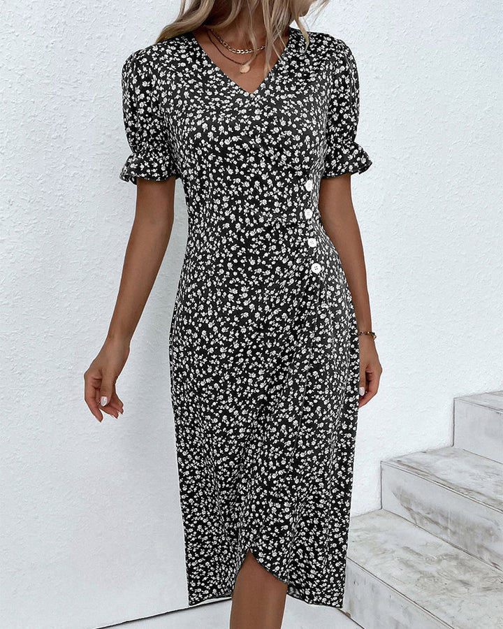 Esme | Women's V-Neck Wrap Midi Dress