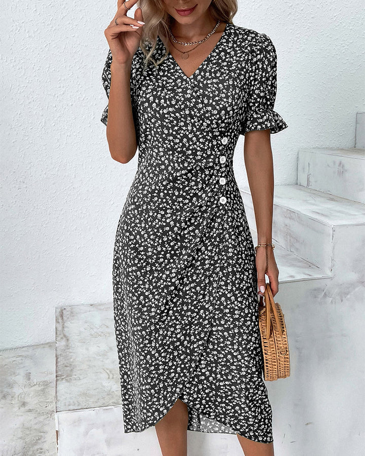 Esme | Women's V-Neck Wrap Midi Dress