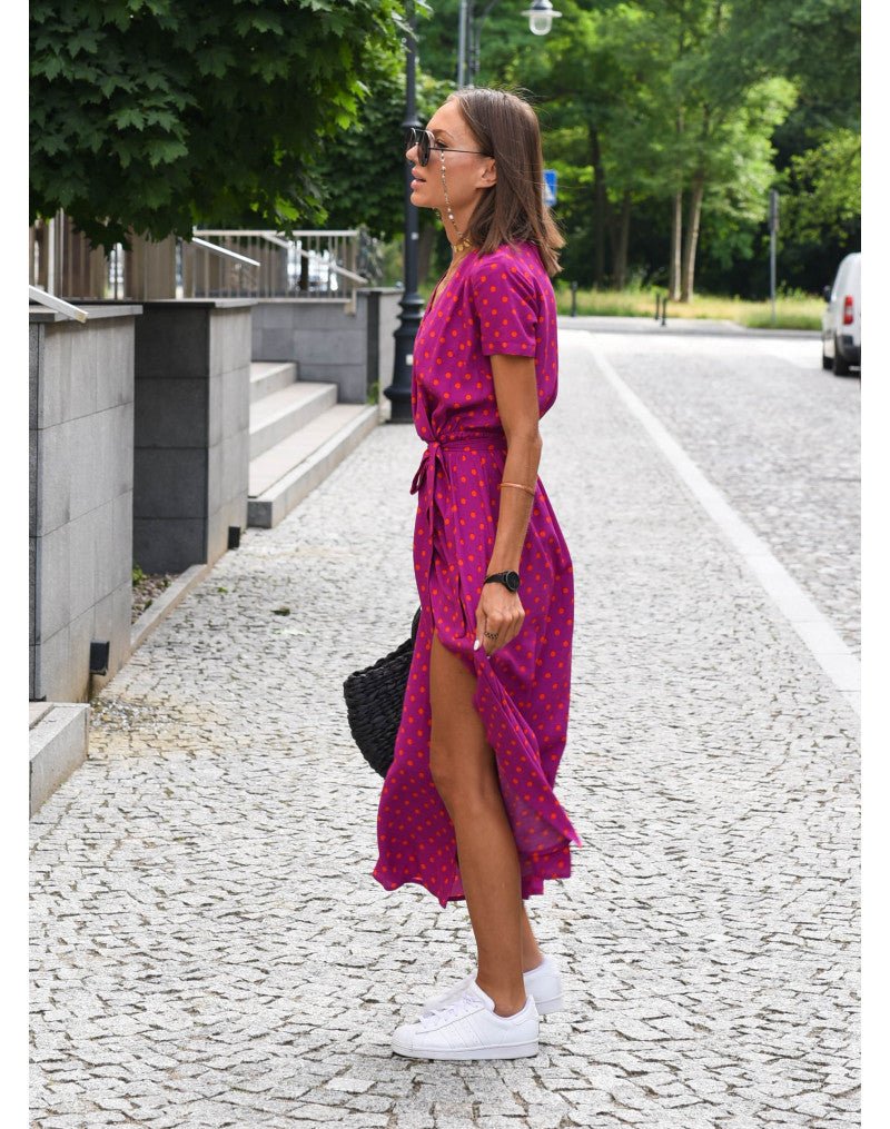 Fiona | Women's V-Neck Wrap Midi Dress