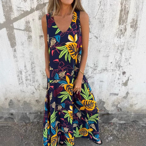 Gale | Women's Sleeveless V-Neck Maxi Dress