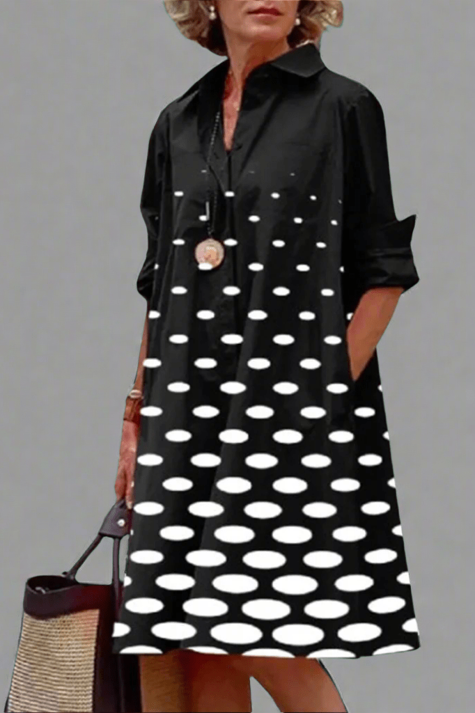Hazel | Women's Button-Down Polka Dot Mini Shirt Dress