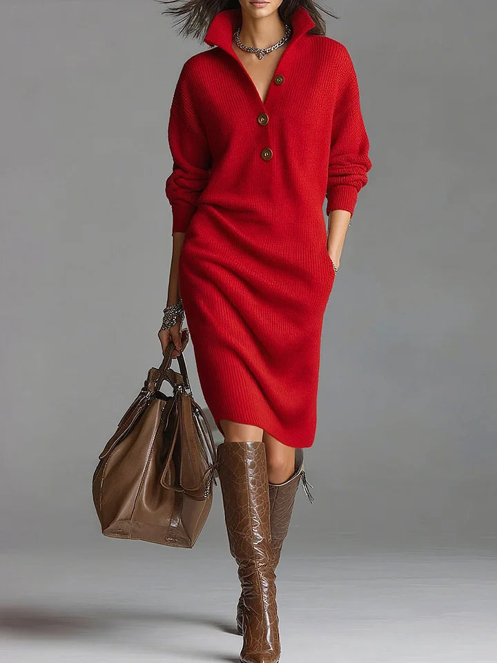 Heather | Women's Long Sleeve Midi Sweater Dress