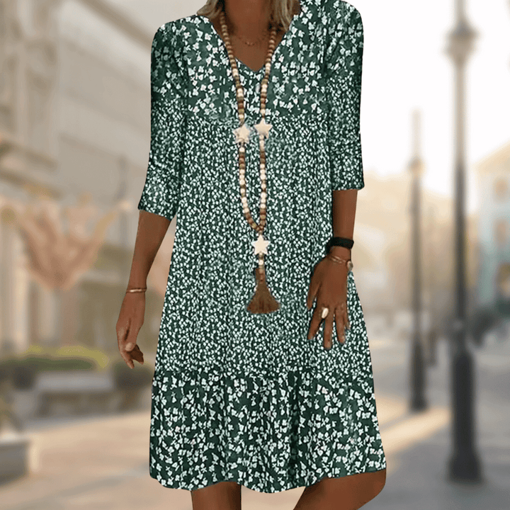 Jamie | Women's V-Neck A-Line Midi Dress