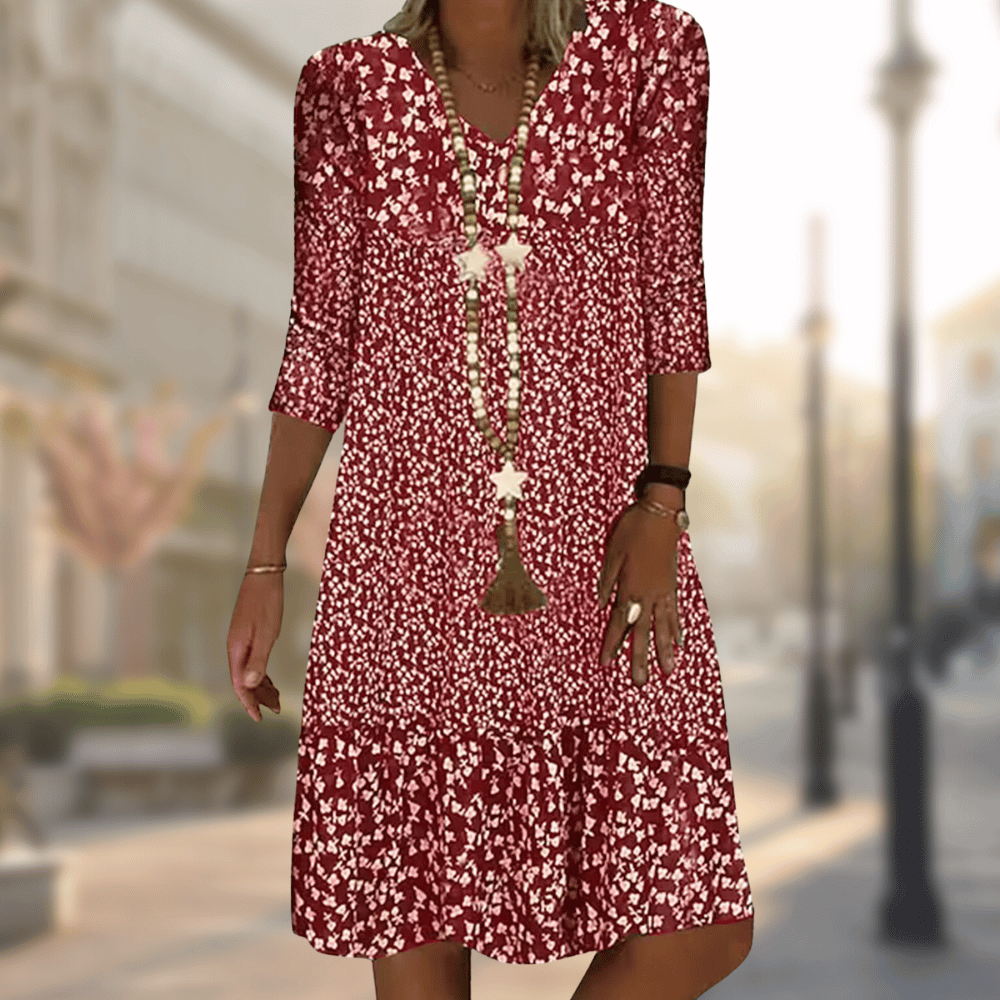 Jamie | Women's V-Neck A-Line Midi Dress