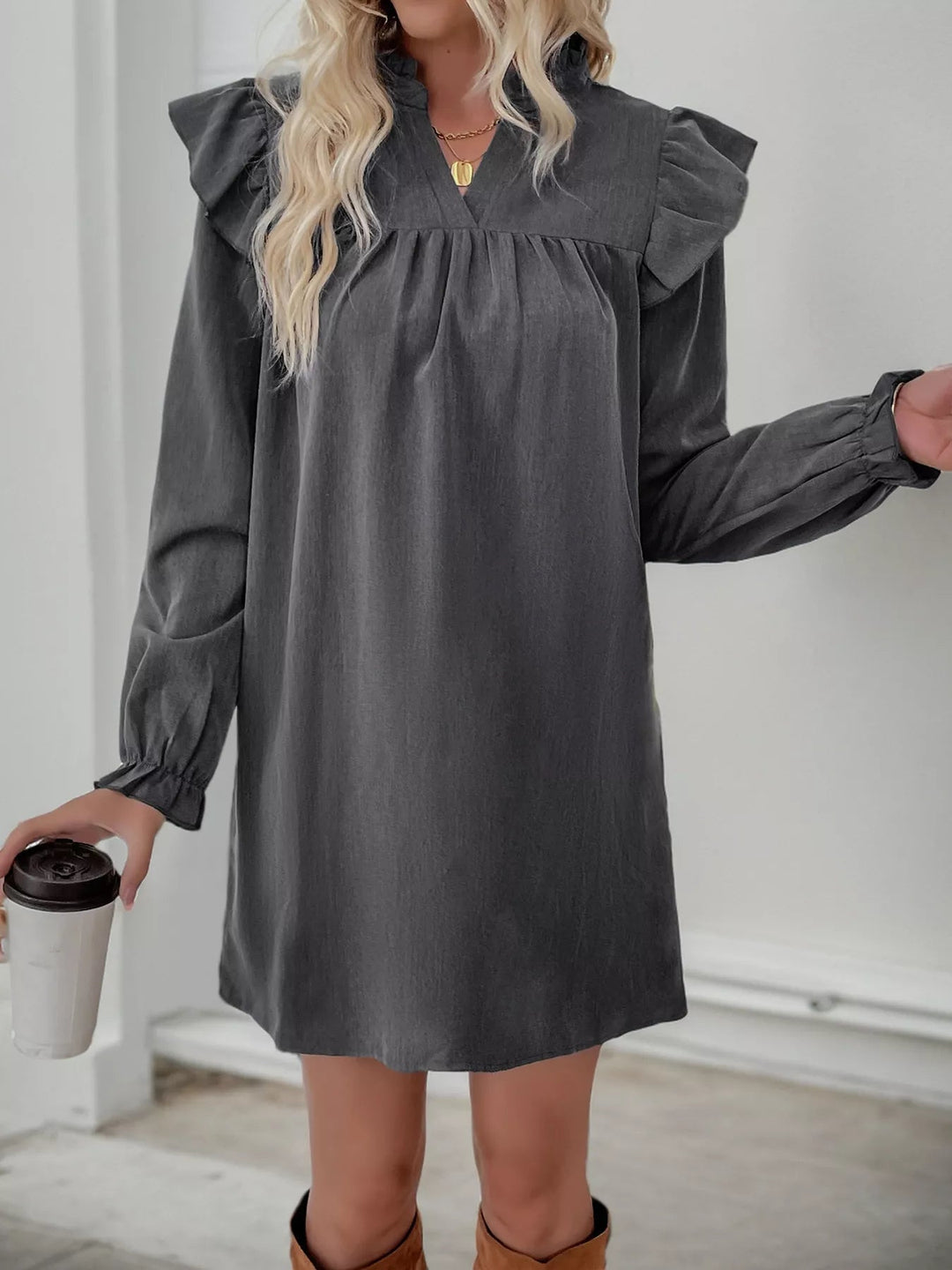 Jillian | Women's Long Sleeve Ruffle Mini Dress