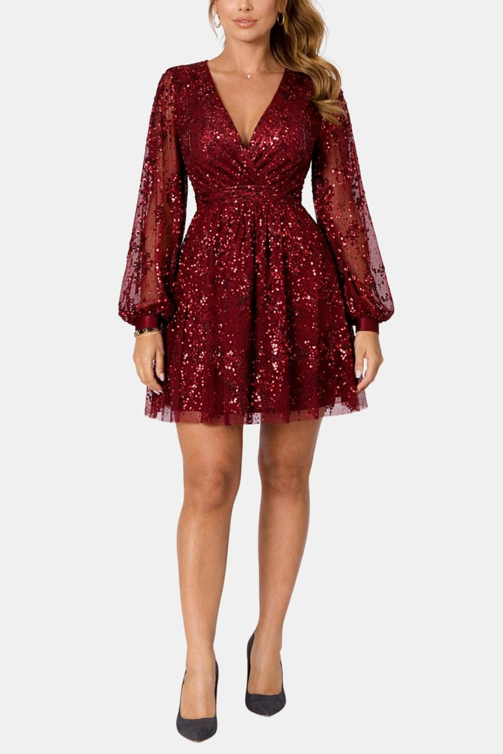 Judie | Women's Sequin Long Sleeve Mini Dress