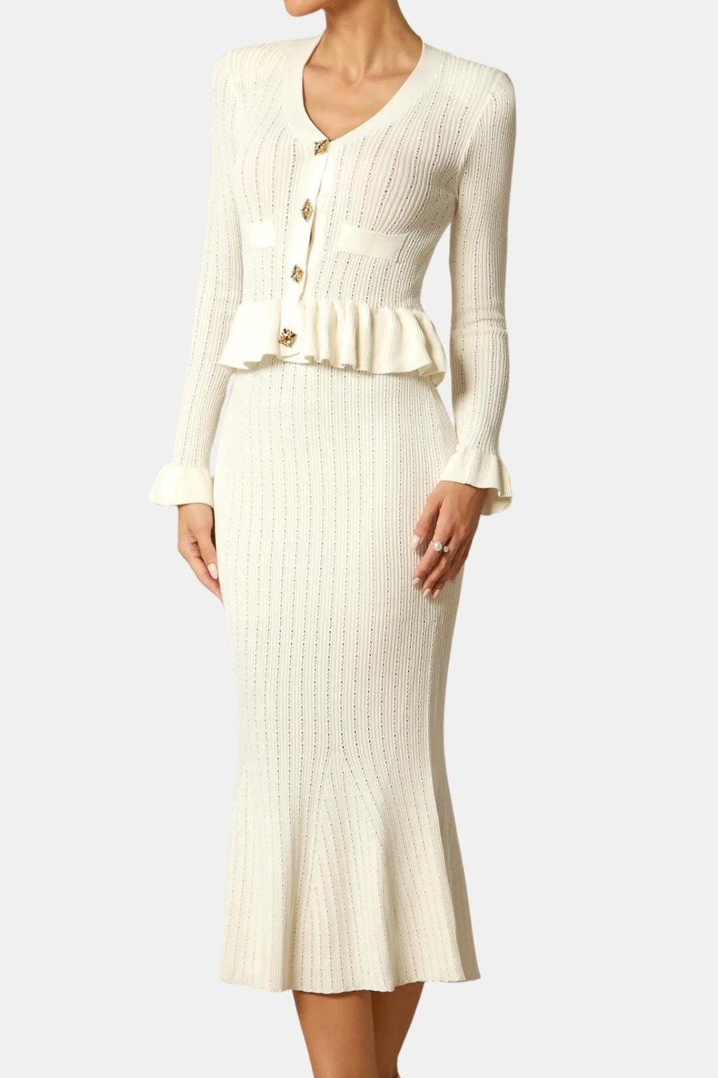 Karen | Women's V-Neck Fit & Flare Midi Dress
