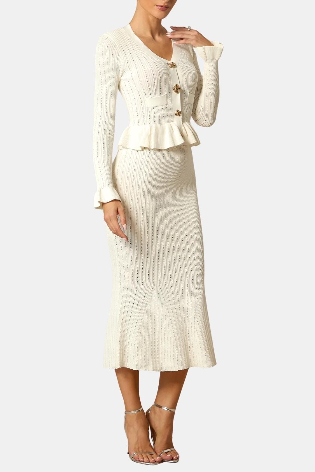 Karen | Women's V-Neck Fit & Flare Midi Dress