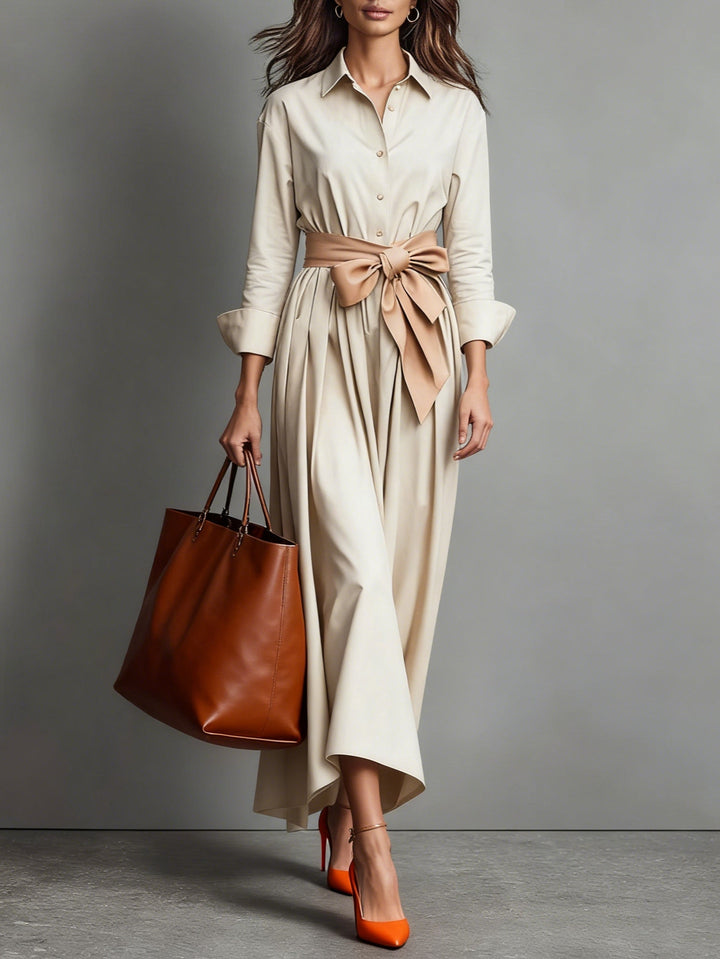 Katelyn | Women's Long Sleeve A-Line Midi Shirt Dress