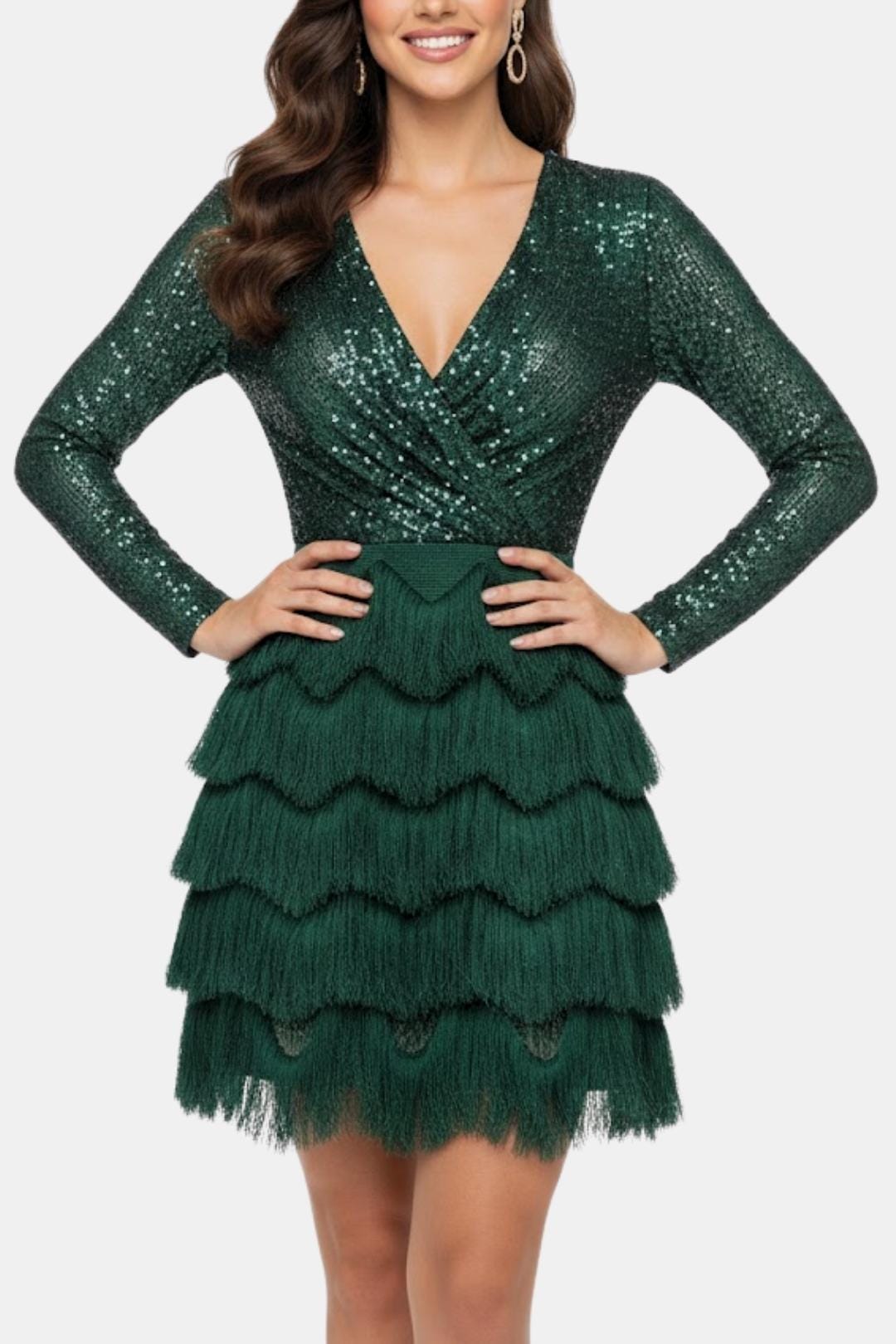 Kathleen | Women's V-Neck Sequin Mini Dress