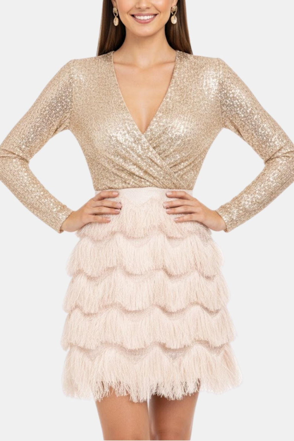 Kathleen | Women's V-Neck Sequin Mini Dress