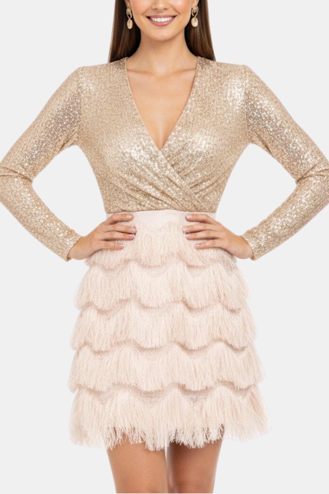 Kathleen | Women's V-Neck Sequin Mini Dress