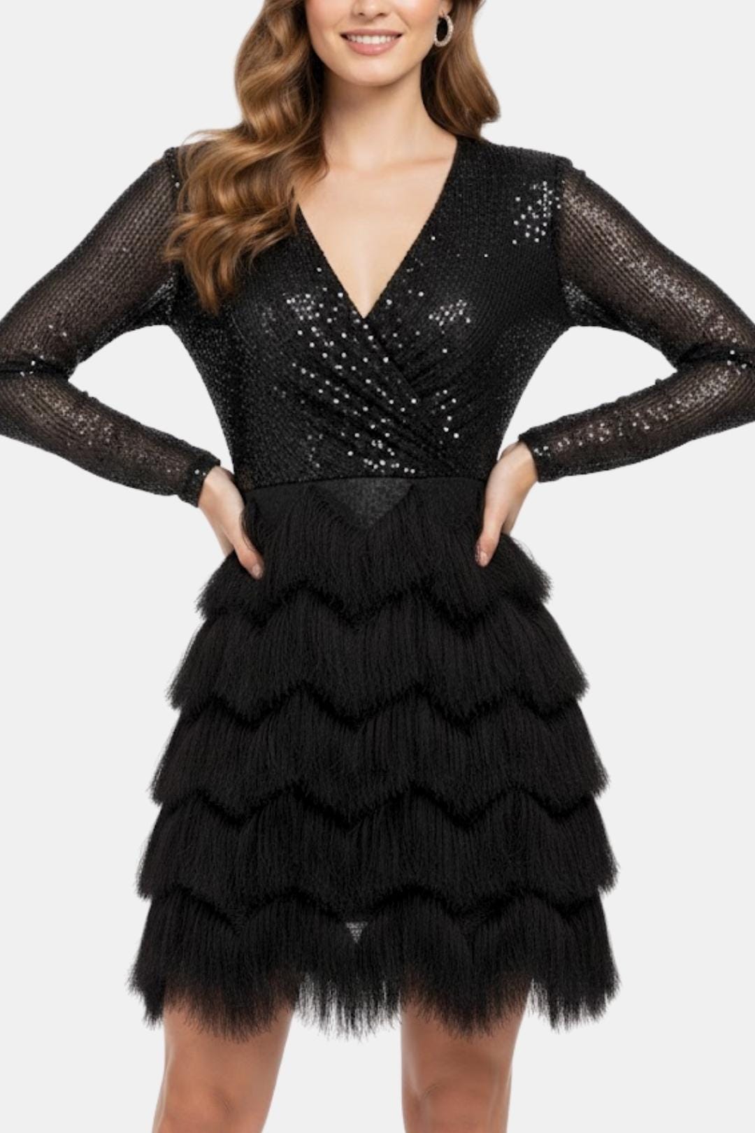 Kathleen | Women's V-Neck Sequin Mini Dress
