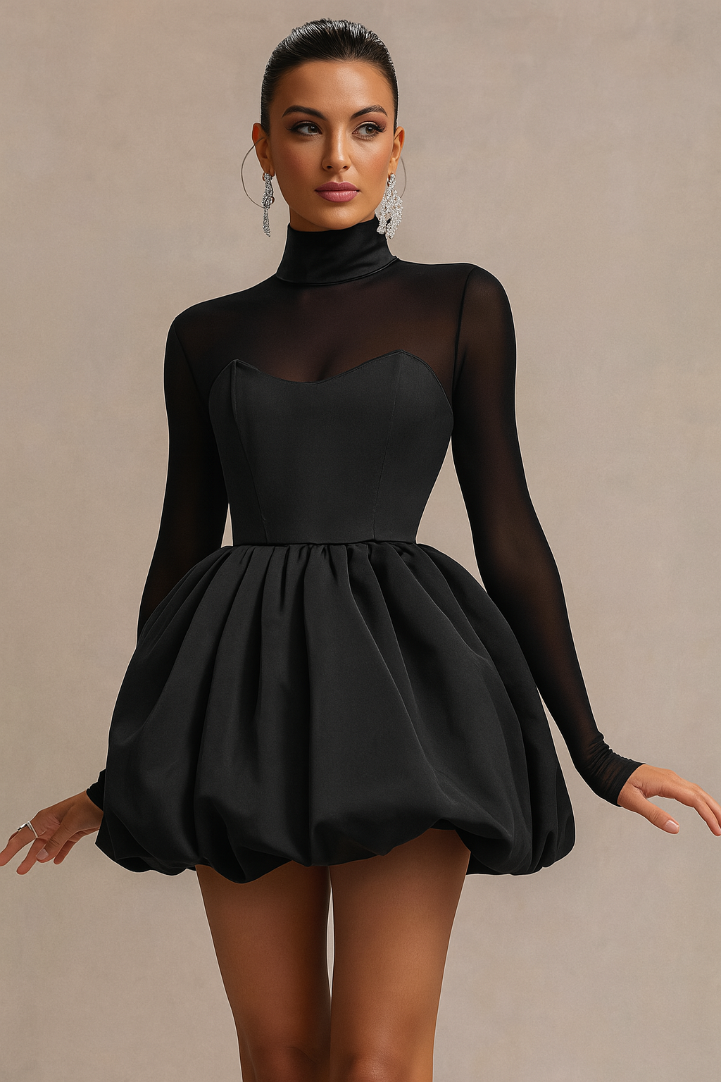 Kristen | Women's Long Sleeve Fit & Flare Mini Dress