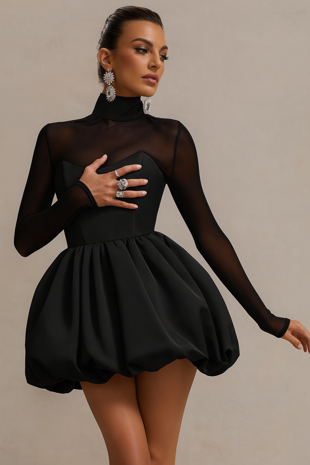 Kristen | Women's Long Sleeve Fit & Flare Mini Dress