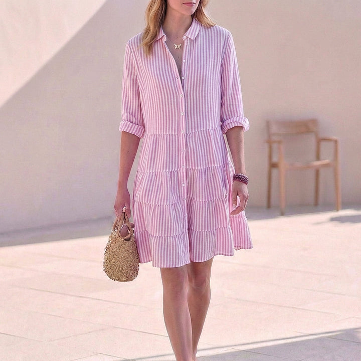 Kylie | Women's Button-Down Shirt Tiered Mini Dress