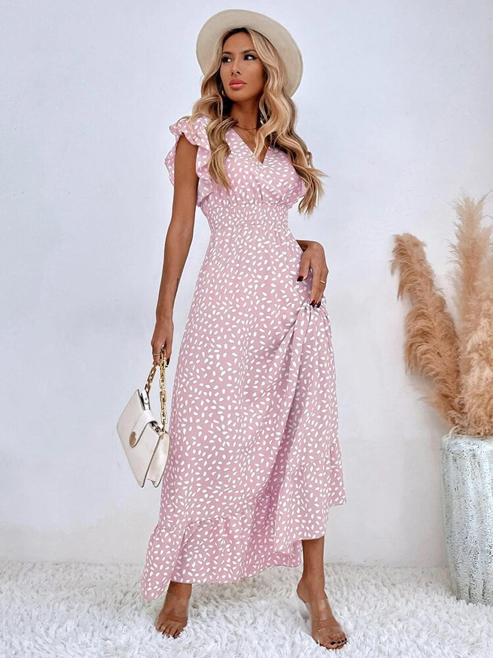 Lana | Women's V-Neck Ruffle Sleeve Maxi Dress