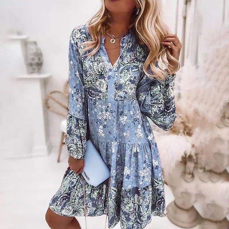 Lexi | Women's V-Neck Floral Tiered Mini Dress