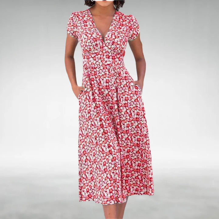 Liliana | Women's V-Neck Fit & Flare Midi Dress