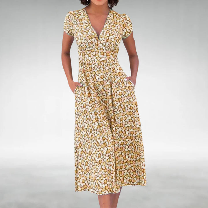 Liliana | Women's V-Neck Fit & Flare Midi Dress