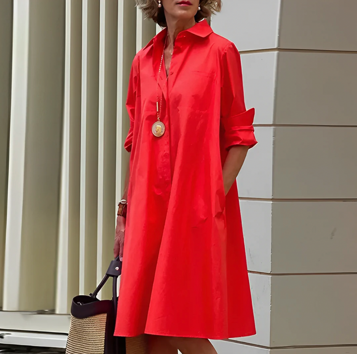 Linda | Women's Button-Down A-Line Midi Dress