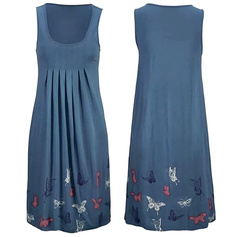 Linda | Women's Sleeveless Printed Summer Knee Length Dress