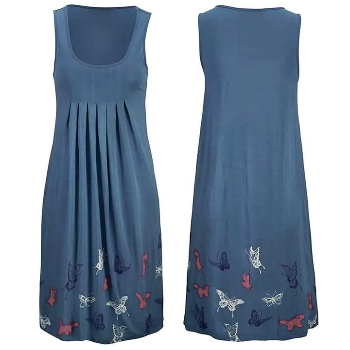 Linda | Women's Sleeveless Printed Summer Knee Length Dress