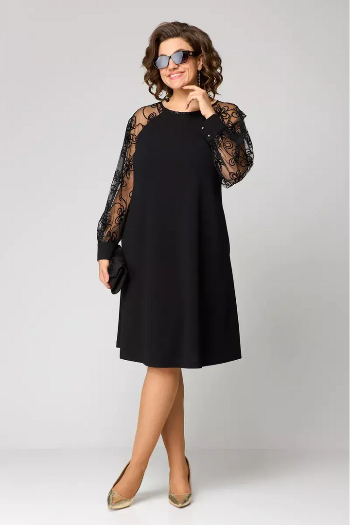 Lisa | Women's Sheer Sleeve A-Line Midi Dress