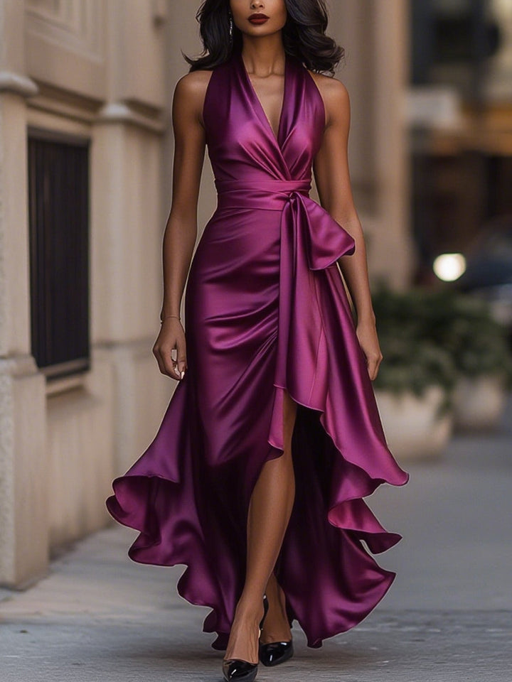Lisa | Women's V-Neck Sleeveless Wrap Midi Dress