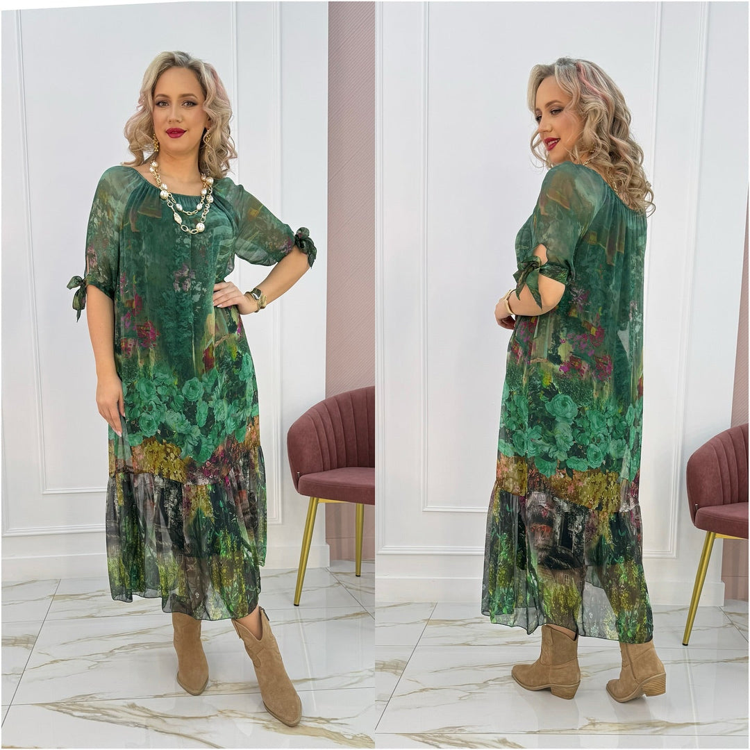 Mackenzie | Women's Tie Sleeve Boho Midi Dress