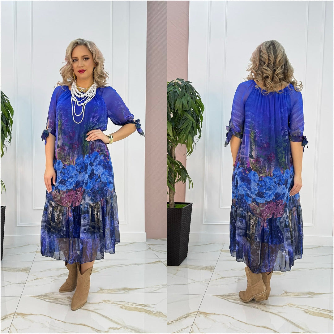 Mackenzie | Women's Tie Sleeve Boho Midi Dress