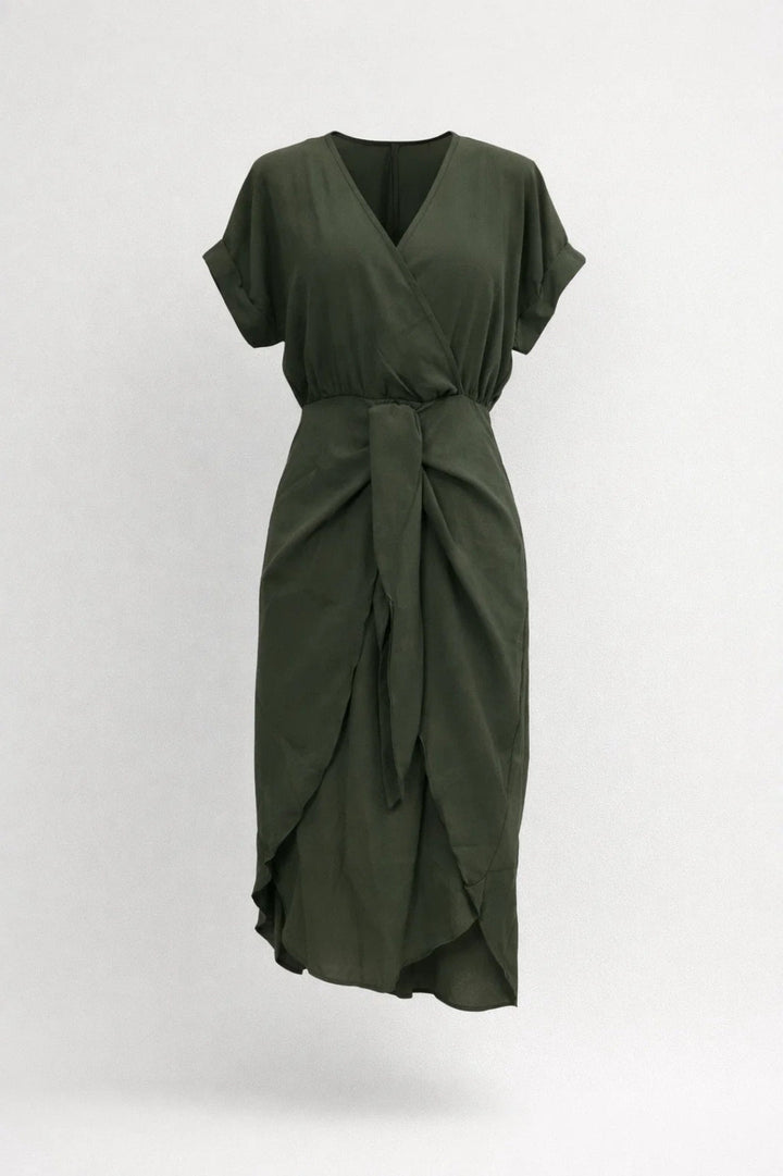 Marina | Women's V-Neck Wrap Midi Dress