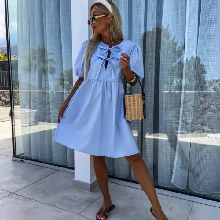 Melanie | Women's Puff Sleeve A-Line Mini Dress