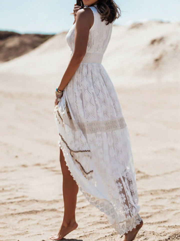 Melissa | Women's Sleeveless Lace A-Line Maxi Dress