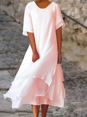 Michaela | Women's Short Sleeve A-Line Midi Dress