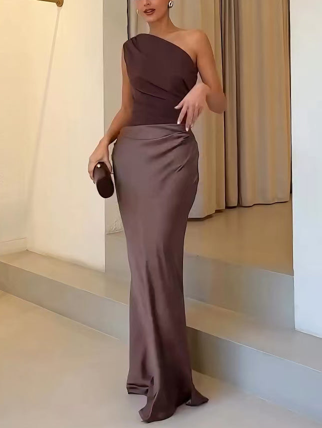 Nancy | Women's One Shoulder Maxi Dress