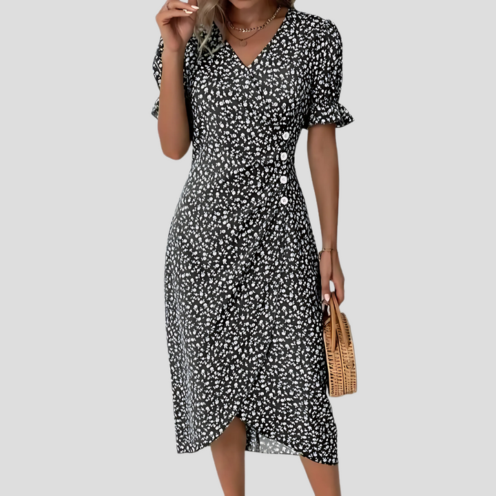 Nicolette | Women's V-Neck Wrap Midi Dress