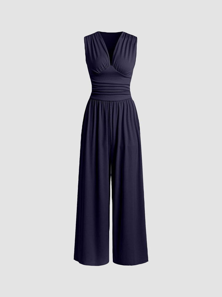 Noelle | Women's V-Neck Sleeveless Wide Leg Jumpsuit