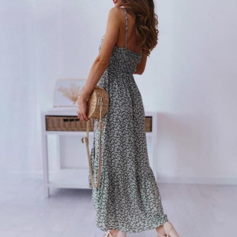 Norma | Women's Spaghetti Strap A-Line Midi Dress