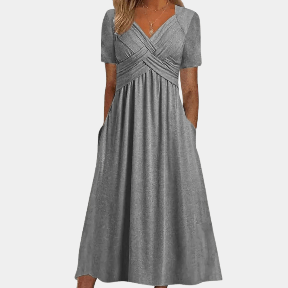 Norma | Women's V-Neck A-Line Midi Dress