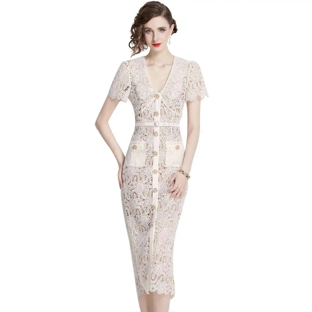 Olive | Women's Lace Midi Dress