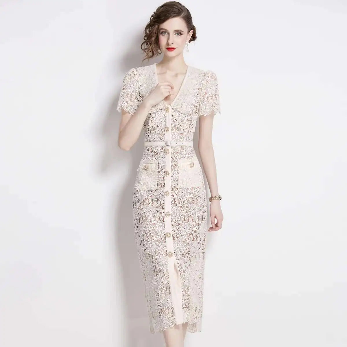 Olive | Women's Lace Midi Dress