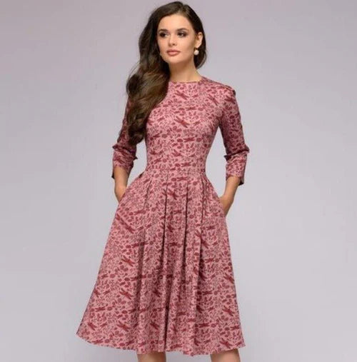 Patricia | Women's Dress with Pockets A-Line Midi Dress