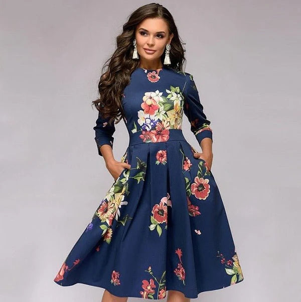 Patricia | Women's Dress with Pockets A-Line Midi Dress