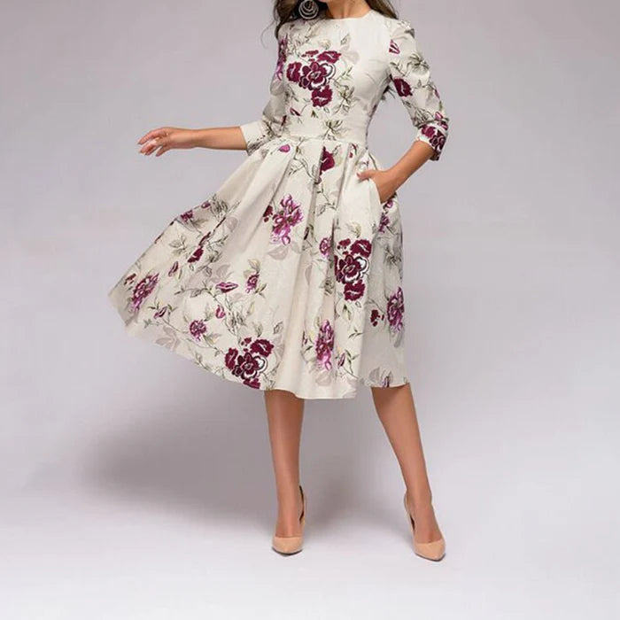 Patricia | Women's Dress with Pockets A-Line Midi Dress