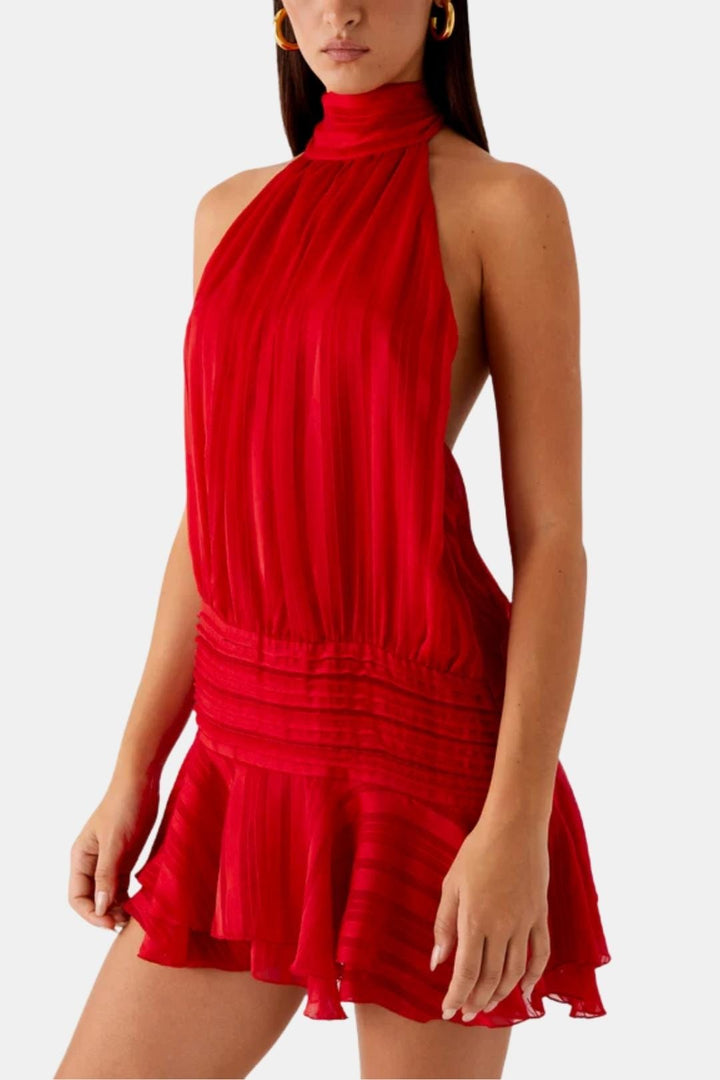 Reba | Women's Sleeveless Halter Mini Dress