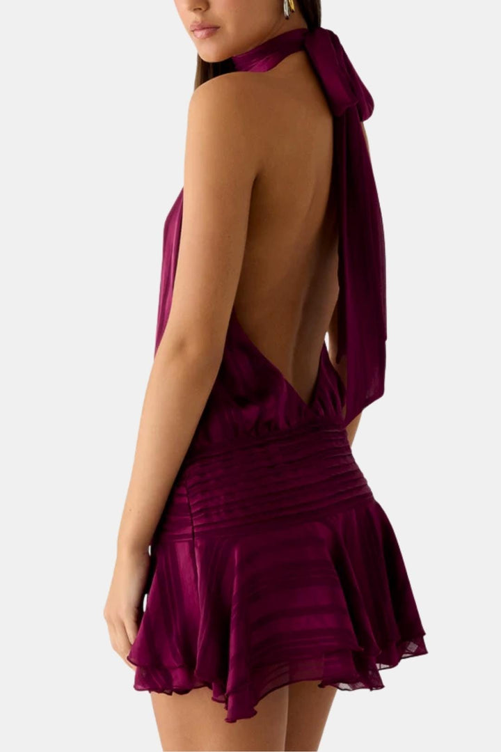 Reba | Women's Sleeveless Halter Mini Dress